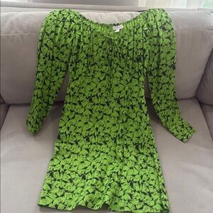Topshop Vibrant Green Leaf Print Dress